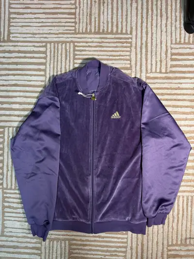 Adidas Purple Reversible Velour Bomber Jacket Youth Boys Sz XL, View more