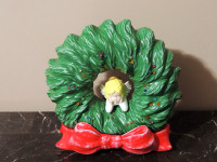 Vintage 11.5" Tampa Bay Mold Ceramic Christmas Wreath w/ Angel