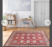 JV Home Area Rug Napoli Red 4'x6' Rugs Washable Carpet Anti Slip