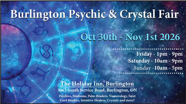 Burlington Psychic & Crystal Fair - Oct 30- Nov 1 2026
