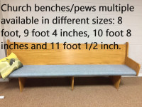 Church pew/ wooden bench $95  8 foot long with cushion, 35" tall