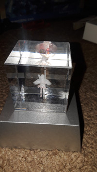 Crystal Guardian Angel Figurine with Night Light Stand Base