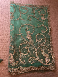 Beautiful mint colour net saree/sari - very heavy work