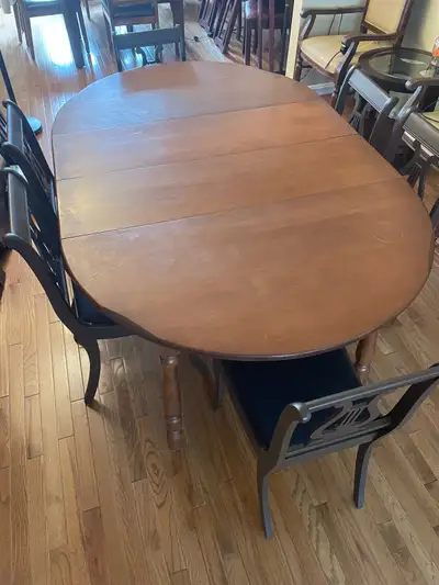 Dining Table With two leaves and six Chairs, View more
