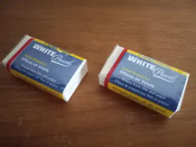 2x WHITE PEARL ERASERS / NEW