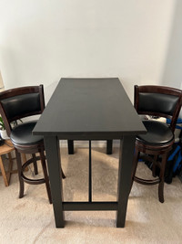 Tall dining table + swivel barstool chairs 