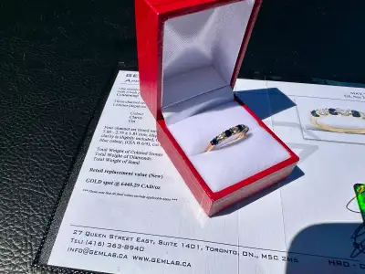 #809 - 14kt Yellow Gold, Sapphire & Diamond EFFY Band, Size 7, View more