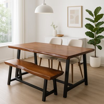 Magnifique Grande table bois d’acacia massif avec banc assorti, View more