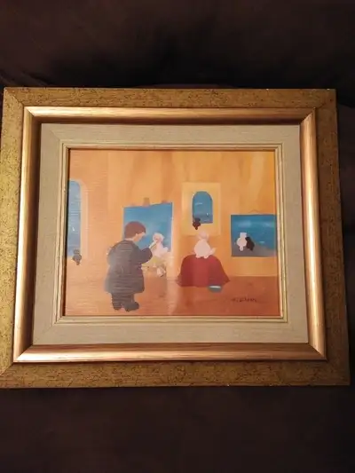 Rare Framed Chat Modele by/par Diane Ethier, View more