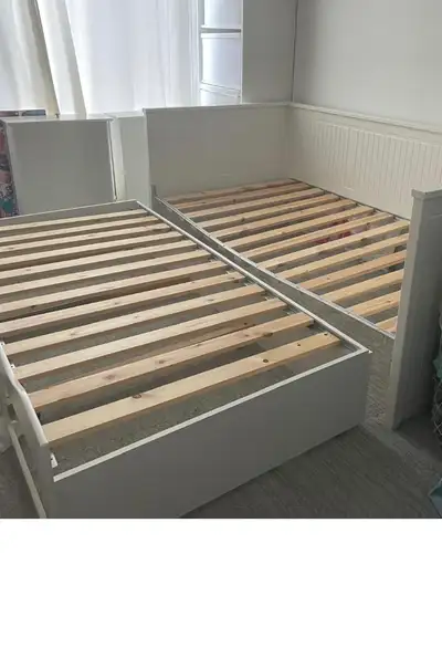 Lit gigogne IKEA HEMNES – Blanc | 2 lits simples ou 1 grand lit, View more