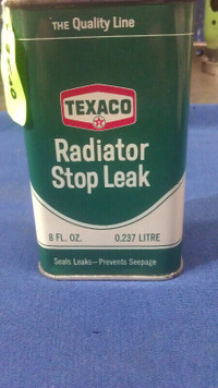 1960-70's TEXACO "Radiator Stop Leak" 8 fluid oz. tin (FULL)