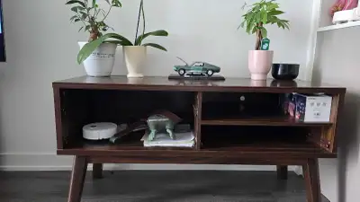 Dark Wood Storage Console / Side Table with Shelves, View more