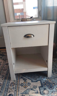 White nightstand with soft close drawer