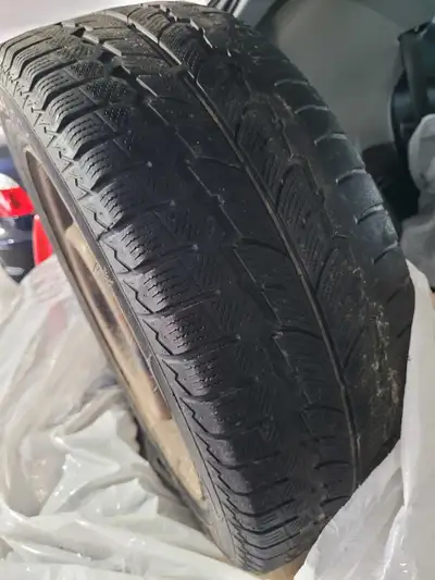4 - used winter tires, 65%- 75% thread life. On steel rims. 205/55/R16. Offset: 5x100. Asking $200