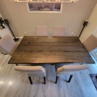 Live edge table & 7 chairs for sale 