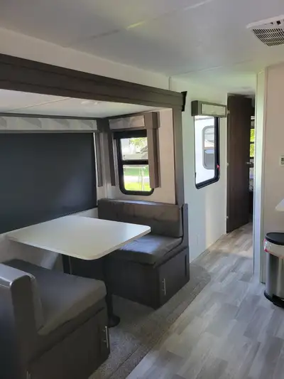 Trailer has never been towed. Mint condition. Gas fire place, 2 tvs, stove has never been used.
