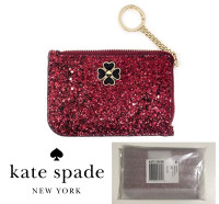 KATE SPADE - NWT - RED GLITTER CARD HOLDER / WALLET KEYCHAIN 