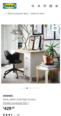 Deal! ikea HEMNES Solid Wood Desk, white + FLINTAN office Chair
