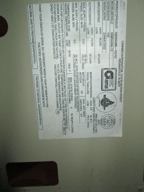 Carrier Furnace Parts used for sale Heating, Cooling & Air Thunder