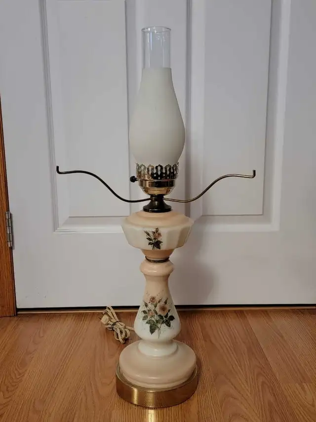 Vintage Pink Hurricane Lamp converted to electrical power