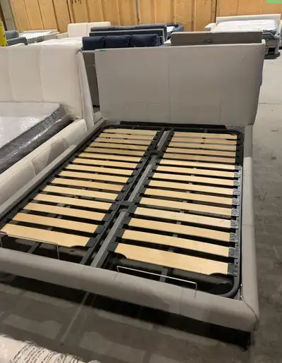 Brand new top grain leather platform bed , View more