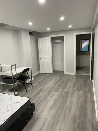 one big room with private kitchen & bathroom in basement