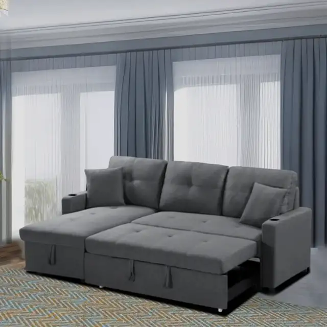 Sofa Bed with Chaise and Storage New Set in Couches & Futons in Victoriaville - Image 2