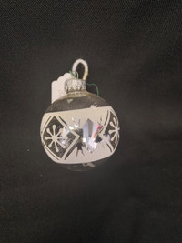 Vintage Silver Tone and White CBK Glass Ornament