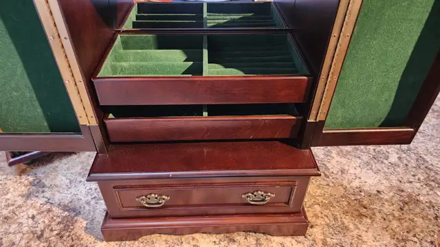 Vintage Bombay Wooden Jewelry Box Mahogany Armoire Chest Cabinet in Hutches & Display Cabinets in Ottawa - Image 5