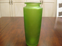New Green Opaque Glass Square Shoulder Vase 8" x 3.25"