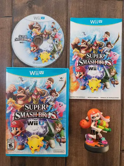 $30 for all: - Super Smash Bros. Wii U - Inkling Girl Amiibo Nintendo Wii U