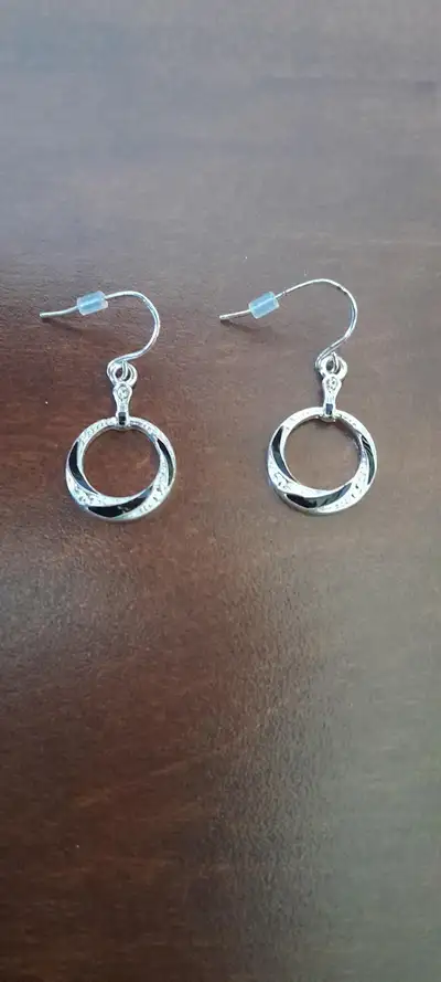 Brand New Black & Silver Colour Circle Earrings, View more