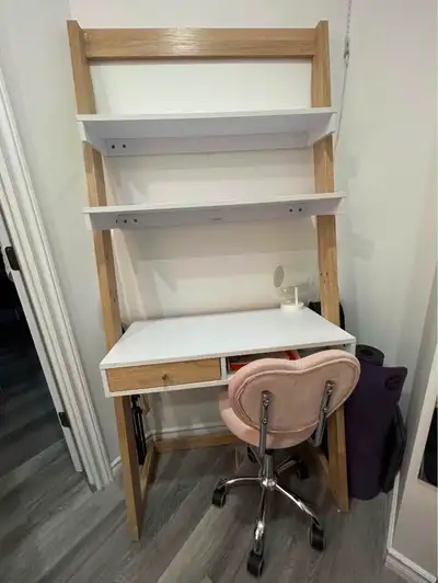 desk and pink chair , View more