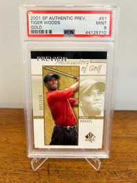 2001 SP Authentic Preview Tiger Woods #51 RC Gold /250 PSA 9
