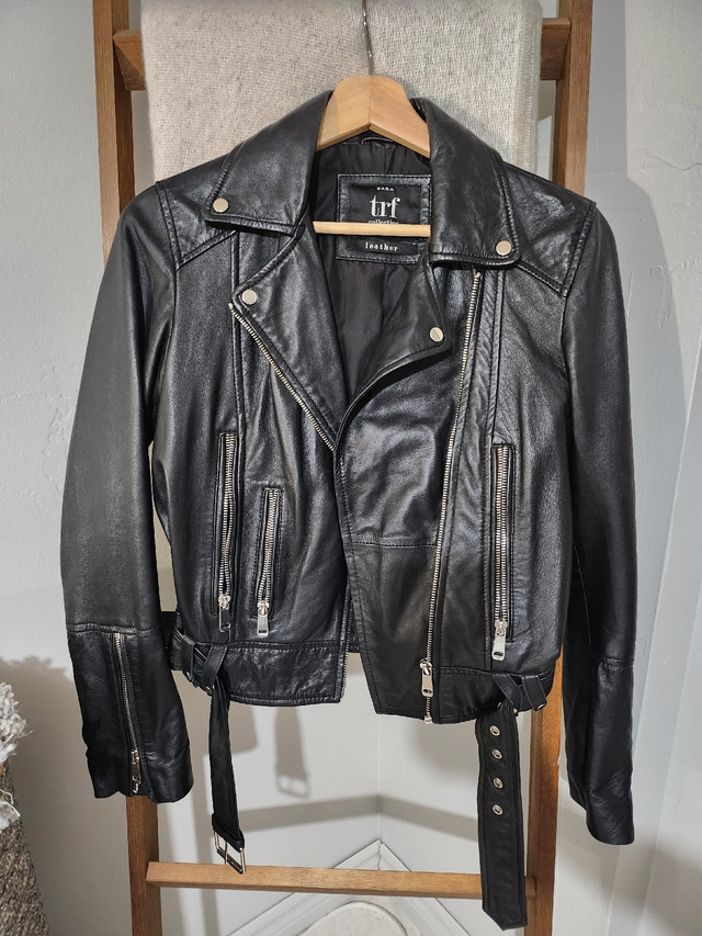 Zara trf collection leather on sale jacket