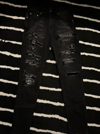Black Amiri Bandana Patch Jeans 