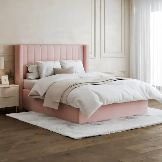 Pink color bed frames | Storage bed | Queen size bed kings beds in Beds & Mattresses in Burnaby/New Westminster - Image 9