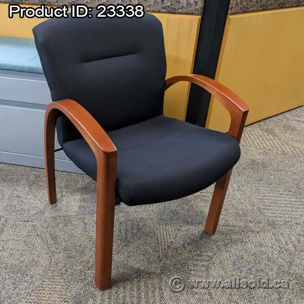 Black Office Side Guest Chair w/ Wood Tone Frame