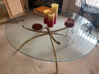 MOVING SALE! Vintage Quality Glass & Brass Coffee Table