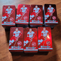 Gordie Howe empty tin lot collection of 13