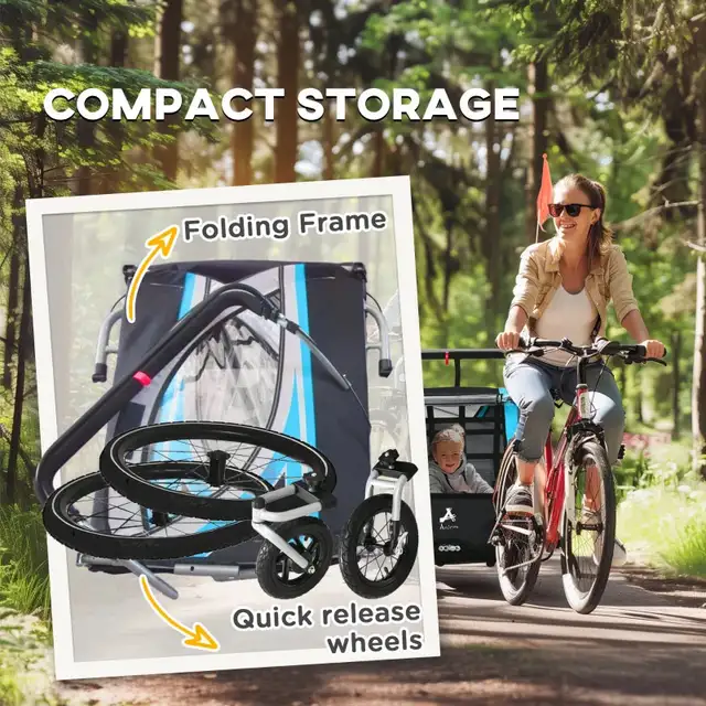 Double seat stroller kids 3-in-1 Bike Trailer   in Strollers, Carriers & Car Seats in Markham / York Region - Image 8
