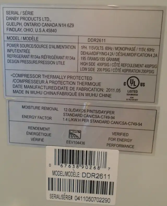 Danby dehumidifier in Heaters, Humidifiers & Dehumidifiers in City of Halifax - Image 4