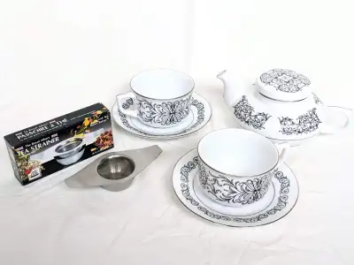 ☕ Classic Black and White Vintage Tea Set, View more
