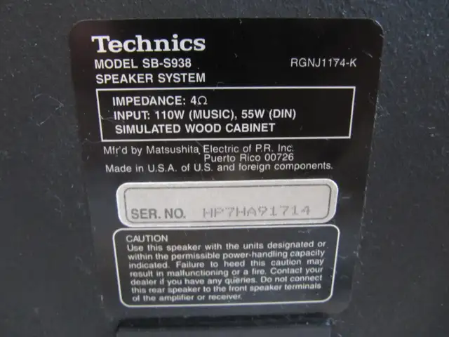Technics Model SB-C938 CentreChannel & SB-S938Satellite Speakers in Arts & Collectibles in Mississauga / Peel Region - Image 6