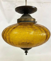VINTAGE AMBER SHADE CEILING HANGING LAMP