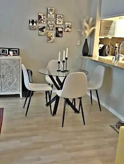 Antique dining table with chairs, View more