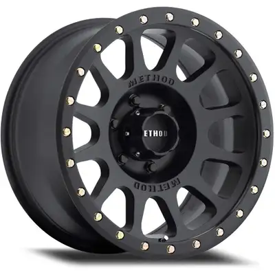 Method 305 NV Matte black 18x9 +18 6x135 bolt pattern from a 2024 Ford F150. Comes with Falken Wildp...