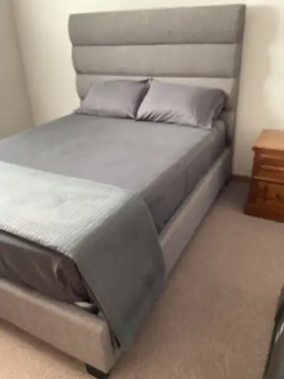 Upholstered Bed Frame and Mattress Queen size, View more