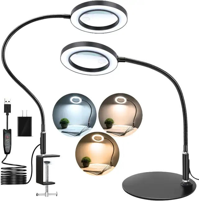 NEW Magnifying Glass Lamp with Light and Stand Clamp 10X 20X in Indoor Lighting & Fans in Markham / York Region - Image 2