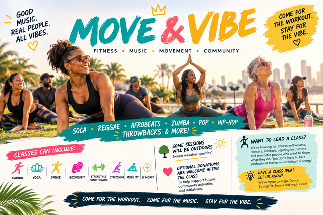 REGGAE, Zumba, Yoga, Aerobics, Soca, - Fitness Workout Class